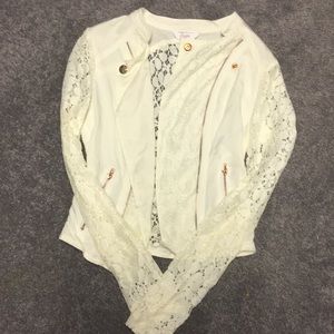 Candie’s Ivory Lace Moto Jacket - Size XS